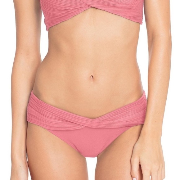 Robin Piccone Ava Twisted Bikini Bottom Coral NWOT - Picture 1 of 6